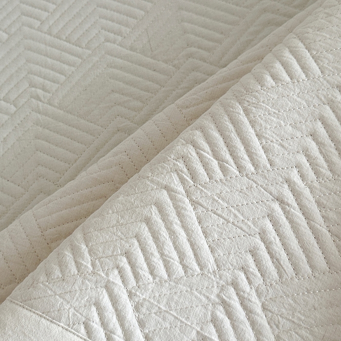 91家纺网 家纺一手货源 找家纺 欧夏家纺 2026新款欧式棉麻床盖三件套夹棉床盖床护垫 波浪纹