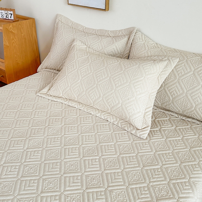 91家纺网 家纺一手货源 找家纺 欧夏家纺 2026新款欧式棉麻床盖三件套夹棉床盖床护垫 克西米亚