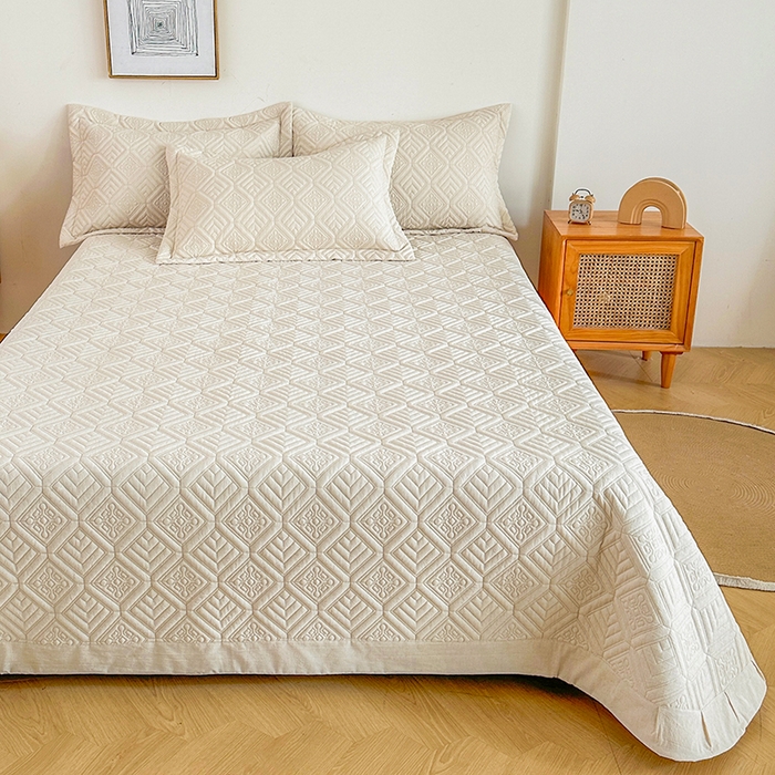 91家纺网 家纺一手货源 找家纺 欧夏家纺 2026新款欧式棉麻床盖三件套夹棉床盖床护垫 克西米亚