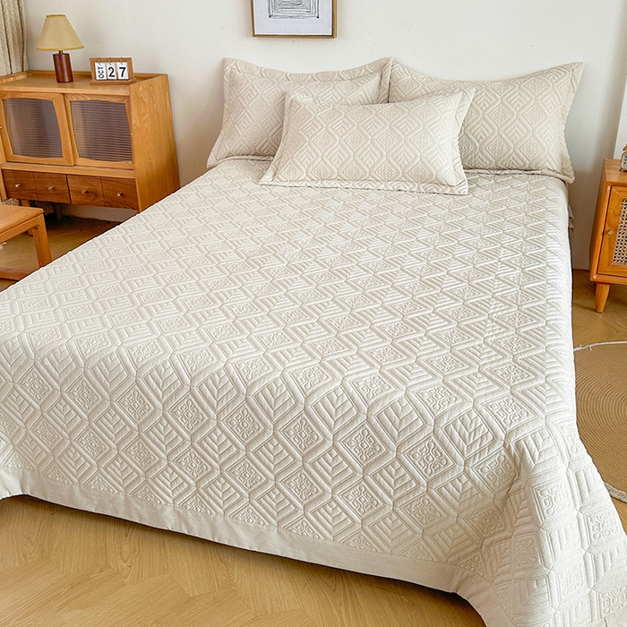 91家纺网 家纺一手货源 找家纺 欧夏家纺 2026新款欧式棉麻床盖三件套夹棉床盖床护垫 克西米亚