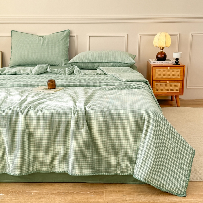 91家纺网 家纺一手货源 找家纺 （总）鸣升家纺 2026新款全棉色织水洗棉贝壳边棉花空调被夏凉被夏被四件套