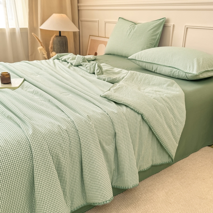 91家纺网 家纺一手货源 找家纺 （总）鸣升家纺 2026新款全棉色织水洗棉贝壳边棉花空调被夏凉被夏被四件套