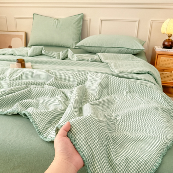 91家纺网 家纺一手货源 找家纺 （总）鸣升家纺 2026新款全棉色织水洗棉贝壳边棉花空调被夏凉被夏被四件套