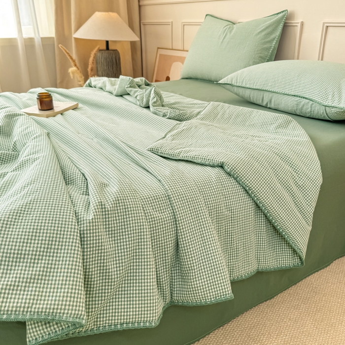 91家纺网 家纺一手货源 找家纺 （总）鸣升家纺 2026新款全棉色织水洗棉贝壳边棉花空调被夏凉被夏被四件套