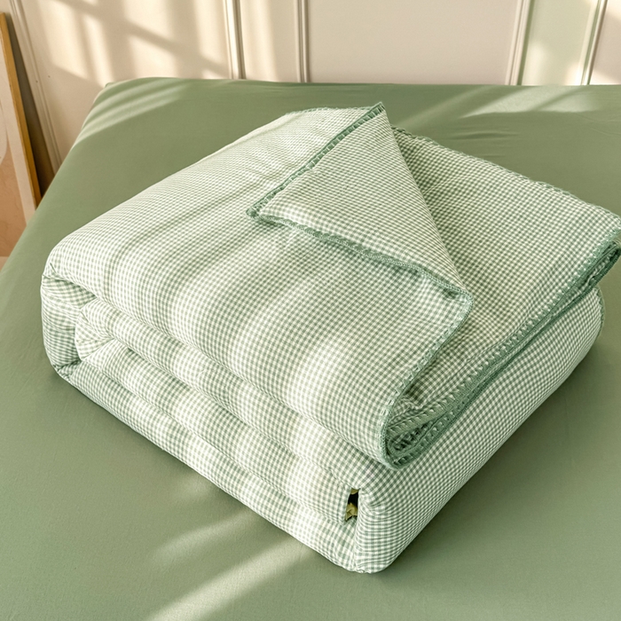 91家纺网 家纺一手货源 找家纺 （总）鸣升家纺 2026新款全棉色织水洗棉贝壳边棉花空调被夏凉被夏被四件套