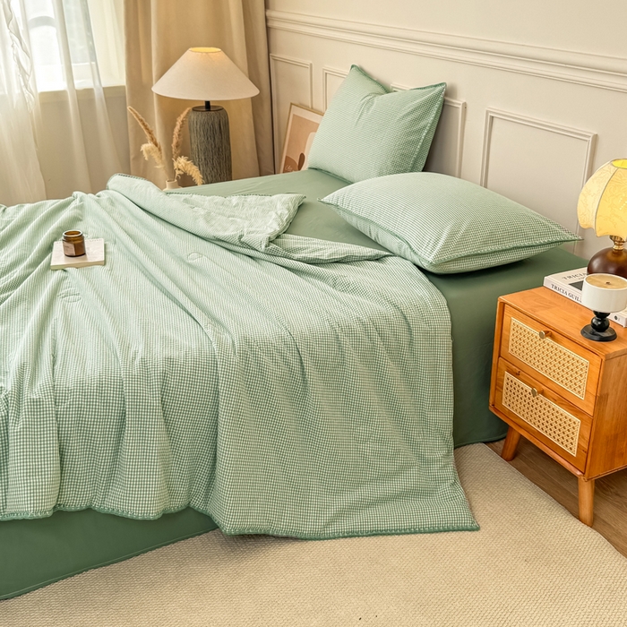 91家纺网 家纺一手货源 找家纺 （总）鸣升家纺 2026新款全棉色织水洗棉贝壳边棉花空调被夏凉被夏被四件套