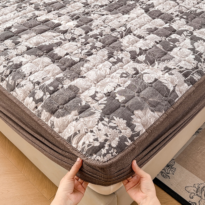 91家纺网 家纺一手货源 找家纺 （总）圣比熊 2026新款原麻夹棉床笠机洗家用防滑透气四季款加厚床罩床垫床单保护套三件套-新款