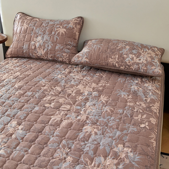 91家纺网 家纺一手货源 找家纺 圣比熊 2026新款原麻夹棉床笠机洗家用防滑透气四季款加厚床罩床垫床单保护套三件套-新款 金枝玉叶