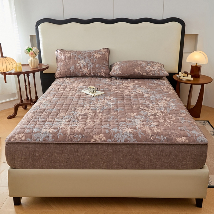 91家纺网 家纺一手货源 找家纺 圣比熊 2026新款原麻夹棉床笠机洗家用防滑透气四季款加厚床罩床垫床单保护套三件套-新款 金枝玉叶