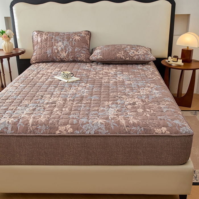 91家纺网 家纺一手货源 找家纺 圣比熊 2026新款原麻夹棉床笠机洗家用防滑透气四季款加厚床罩床垫床单保护套三件套-新款 金枝玉叶