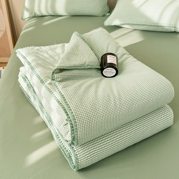 91家纺网 家纺一手货源 找家纺 （总）鸣升家纺 2026新款全棉色织水洗棉贝壳边棉花空调被夏凉被夏被四件套