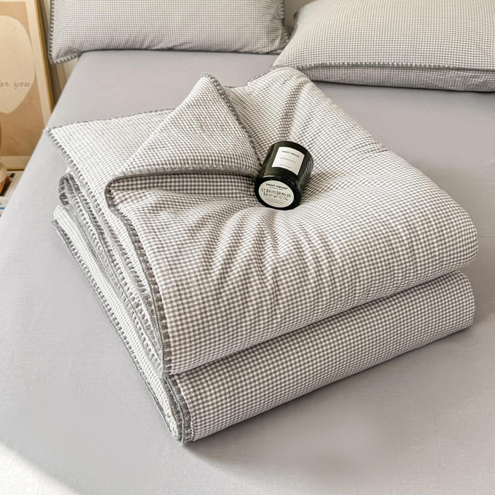 91家纺网 家纺一手货源 找家纺 （总）鸣升家纺 2026新款全棉色织水洗棉贝壳边棉花空调被夏凉被夏被四件套