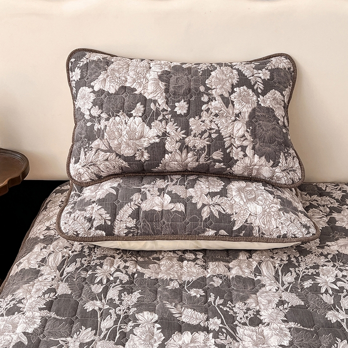 91家纺网 家纺一手货源 找家纺 圣比熊 2026新款原麻夹棉床笠机洗家用防滑透气四季款加厚床罩床垫床单保护套三件套-新款 浮绘花影-白