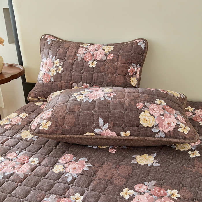 91家纺网 家纺一手货源 找家纺 圣比熊 2026新款原麻夹棉床笠机洗家用防滑透气四季款加厚床罩床垫床单保护套三件套-新款 繁花