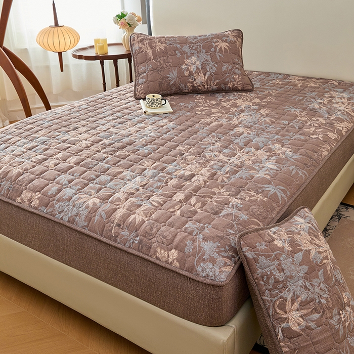 91家纺网 家纺一手货源 找家纺 圣比熊 2026新款原麻夹棉床笠机洗家用防滑透气四季款加厚床罩床垫床单保护套三件套-新款 金枝玉叶