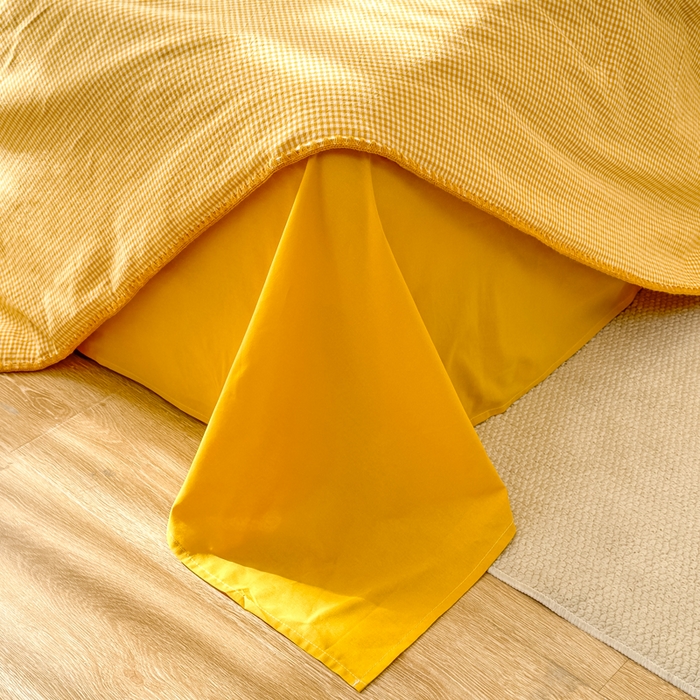 91家纺网 家纺一手货源 找家纺 鸣升家纺 2026新款全棉色织水洗棉贝壳边棉花空调被夏凉被夏被四件套 姜黄