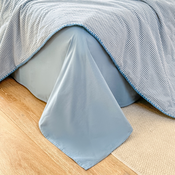 91家纺网 家纺一手货源 找家纺 鸣升家纺 2026新款全棉色织水洗棉贝壳边棉花空调被夏凉被夏被四件套 天空蓝