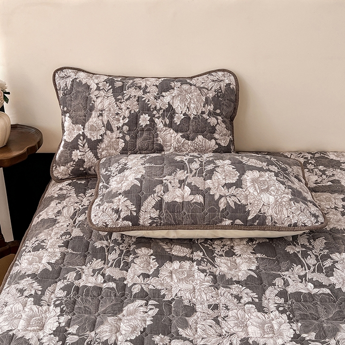 91家纺网 家纺一手货源 找家纺 圣比熊 2026新款原麻夹棉枕套加厚枕套宿舍单人枕芯套三层加厚枕头套内胆套-新款 浮绘花影-白