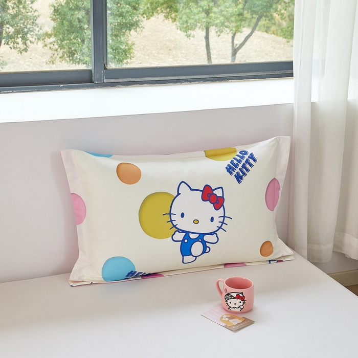 91家纺网 家纺一手货源 找家纺 蘭菲家纺 2026新款全棉三丽欧印花卡通单品枕套 波点KT