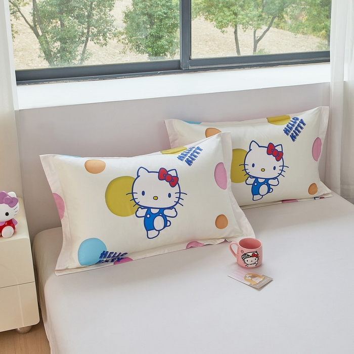 91家纺网 家纺一手货源 找家纺 蘭菲家纺 2026新款全棉三丽欧印花卡通单品枕套 波点KT