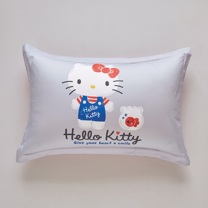 蘭菲家纺 2026新款全棉三丽欧印花卡通单品枕套 可爱KT灰