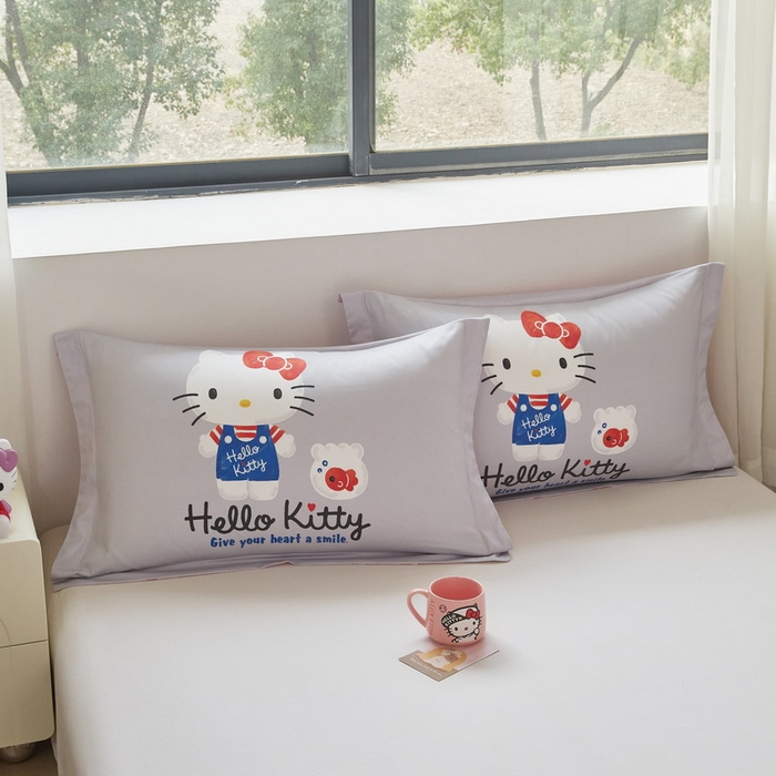 91家纺网 家纺一手货源 找家纺 蘭菲家纺 2026新款全棉三丽欧印花卡通单品枕套 可爱KT灰