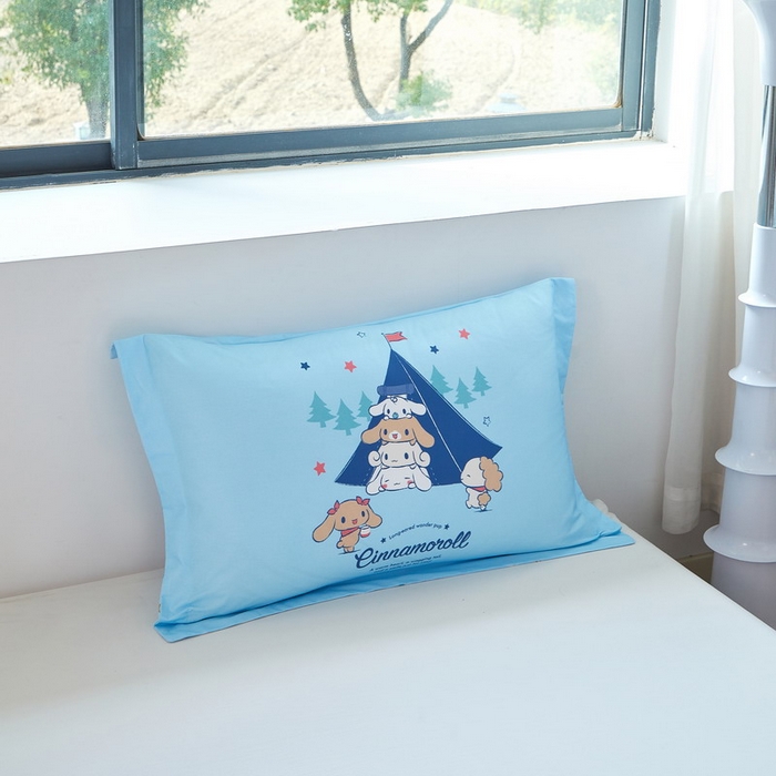 91家纺网 家纺一手货源 找家纺 蘭菲家纺 2026新款全棉三丽欧印花卡通单品枕套 露营快乐