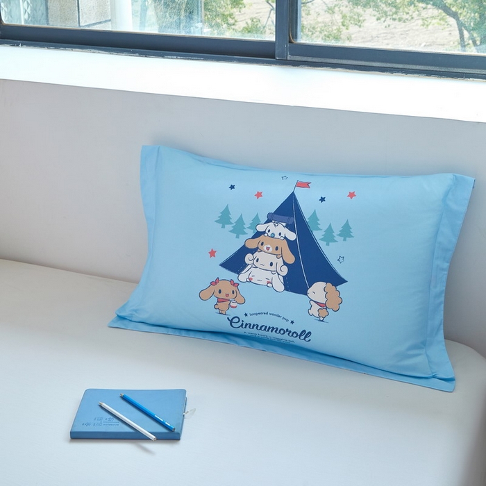 91家纺网 家纺一手货源 找家纺 蘭菲家纺 2026新款全棉三丽欧印花卡通单品枕套 露营快乐