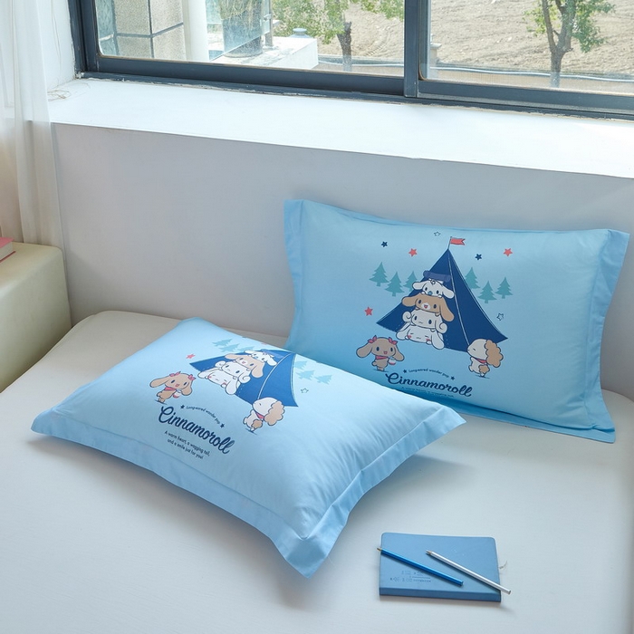 91家纺网 家纺一手货源 找家纺 蘭菲家纺 2026新款全棉三丽欧印花卡通单品枕套 露营快乐