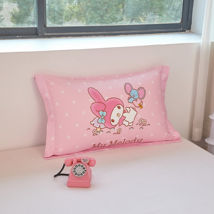 91家纺网 家纺一手货源 找家纺 蘭菲家纺 2026新款全棉三丽欧印花卡通单品枕套 轻松美乐蒂