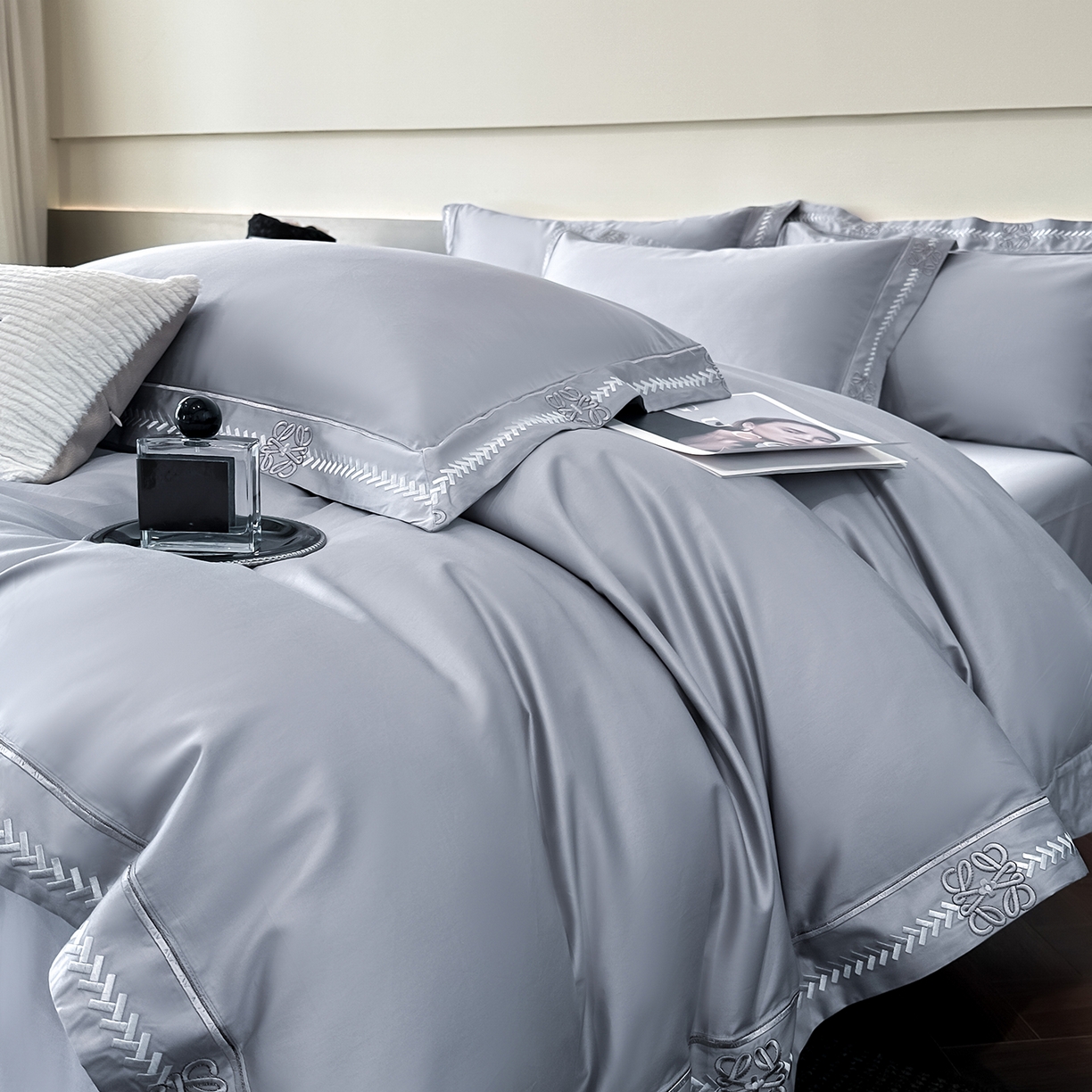 91家纺网 家纺一手货源 找家纺 （总）置顶家纺 2026春夏新款多伦多系列亲肤刺绣拼角四件套