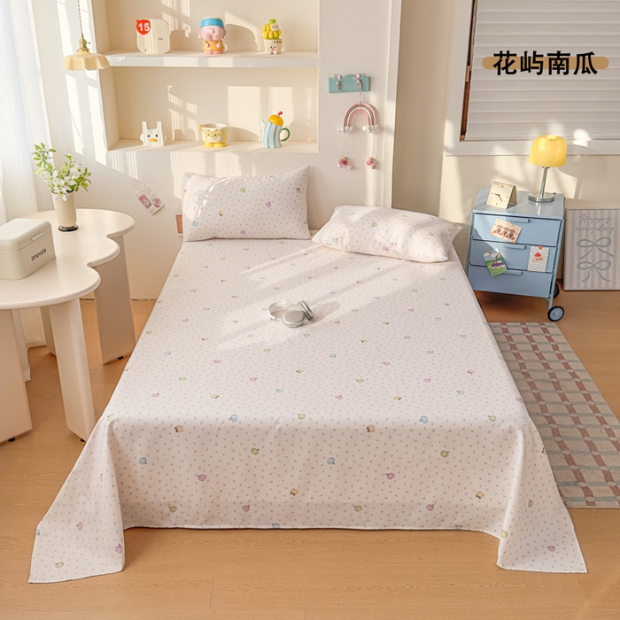 91家纺网 家纺一手货源 找家纺 爱彼家纺 2026新款升级细沙印花老粗布床单单品床单床单单件-细沙系列四 花屿南瓜