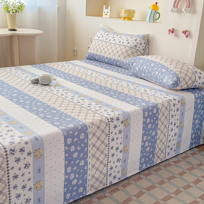 91家纺网 家纺一手货源 找家纺 爱彼家纺 2026新款升级细沙印花老粗布床单单品床单床单单件-细沙系列四 蓝花序