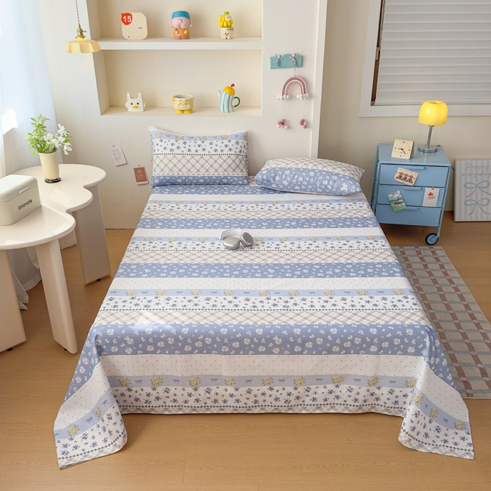 91家纺网 家纺一手货源 找家纺 爱彼家纺 2026新款升级细沙印花老粗布床单单品床单床单单件-细沙系列四 蓝花序