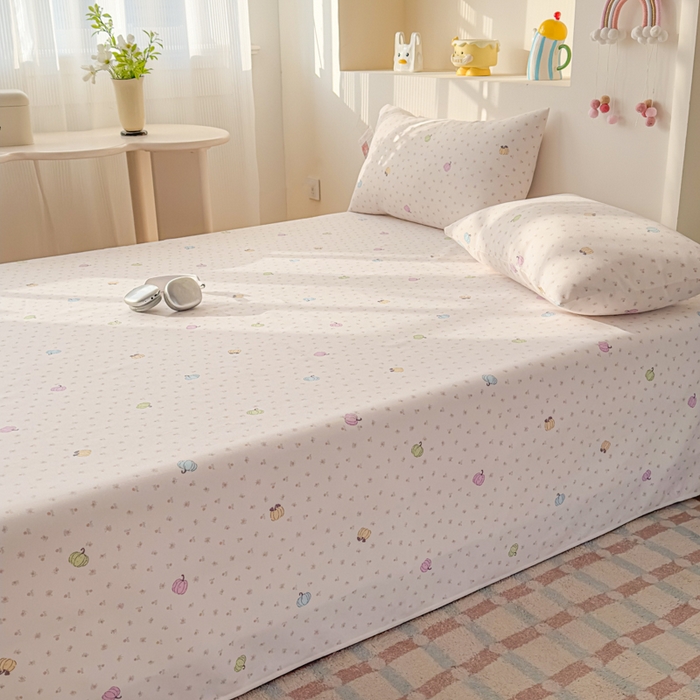 91家纺网 家纺一手货源 找家纺 爱彼家纺 2026新款升级细沙印花老粗布床单单品床单床单单件-细沙系列四 花屿南瓜