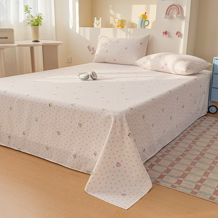 91家纺网 家纺一手货源 找家纺 爱彼家纺 2026新款升级细沙印花老粗布床单单品床单床单单件-细沙系列四 花屿南瓜