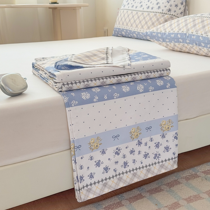 91家纺网 家纺一手货源 找家纺 爱彼家纺 2026新款升级细沙印花老粗布床单单品床单床单单件-细沙系列四 蓝花序