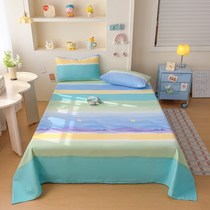 91家纺网 家纺一手货源 找家纺 爱彼家纺 2026新款升级细沙印花老粗布床单单品床单床单单件-细沙系列四 山河日立