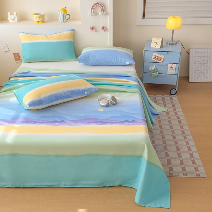 91家纺网 家纺一手货源 找家纺 爱彼家纺 2026新款升级细沙印花老粗布床单单品床单床单单件-细沙系列四 山河日立