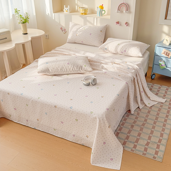 91家纺网 家纺一手货源 找家纺 爱彼家纺 2026新款升级细沙印花老粗布床单单品床单床单单件-细沙系列四 花屿南瓜