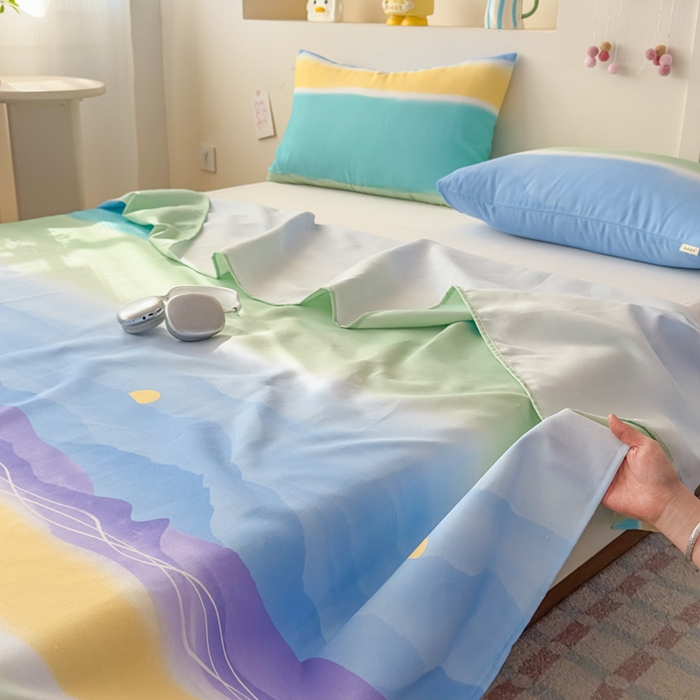 91家纺网 家纺一手货源 找家纺 爱彼家纺 2026新款升级细沙印花老粗布床单单品床单床单单件-细沙系列四 山河日立