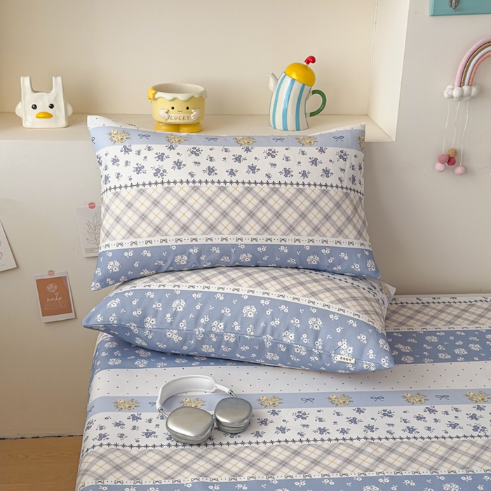 91家纺网 家纺一手货源 找家纺 爱彼家纺 2026新款升级细沙印花老粗布床单单品床单床单单件-细沙系列四 蓝花序