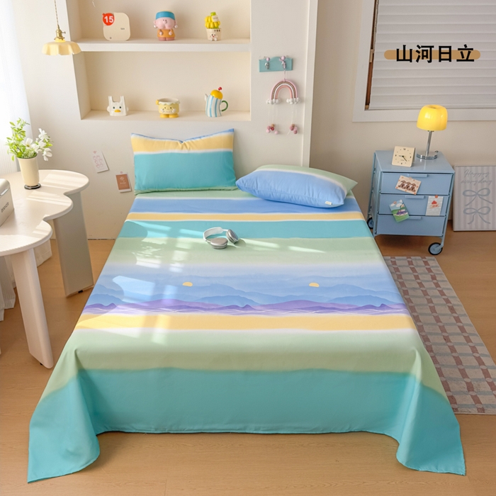 91家纺网 家纺一手货源 找家纺 爱彼家纺 2026新款升级细沙印花老粗布床单单品床单床单单件-细沙系列四 山河日立