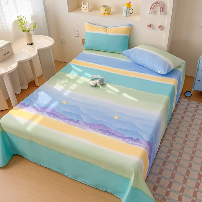 91家纺网 家纺一手货源 找家纺 爱彼家纺 2026新款升级细沙印花老粗布床单单品床单床单单件-细沙系列四 山河日立