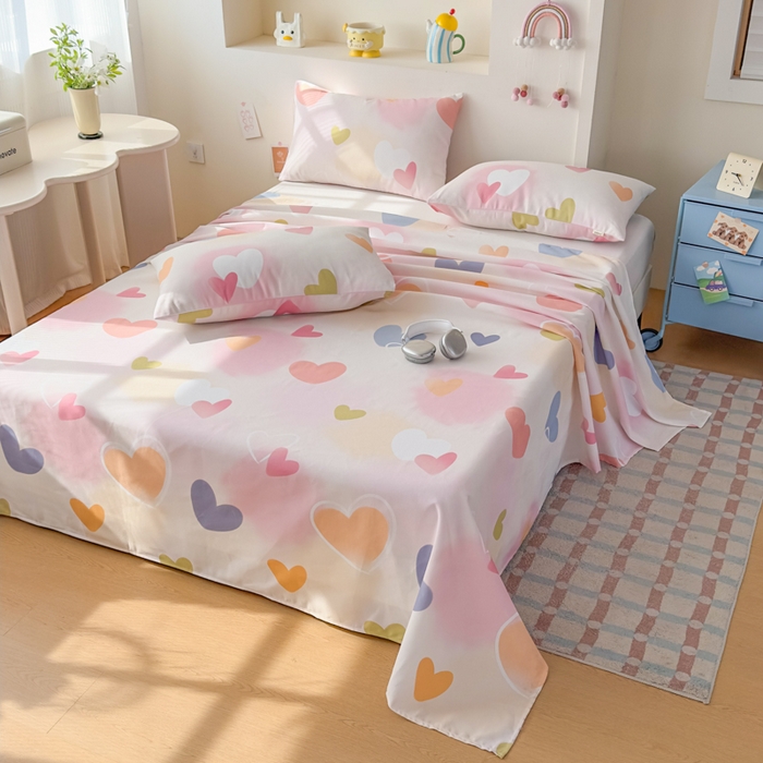 91家纺网 家纺一手货源 找家纺 爱彼家纺 2026新款升级细沙印花老粗布床单单品床单床单单件-细沙系列四 甜心