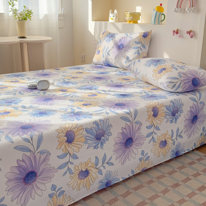 91家纺网 家纺一手货源 找家纺 爱彼家纺 2026新款升级细沙印花老粗布床单单品床单床单单件-细沙系列四 蓝菊绘