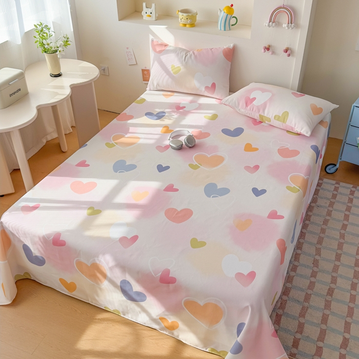 91家纺网 家纺一手货源 找家纺 爱彼家纺 2026新款升级细沙印花老粗布床单单品床单床单单件-细沙系列四 甜心