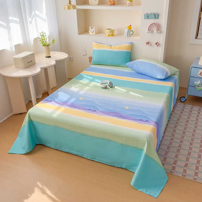 91家纺网 家纺一手货源 找家纺 爱彼家纺 2026新款升级细沙印花老粗布床单单品床单床单单件-细沙系列四 山河日立