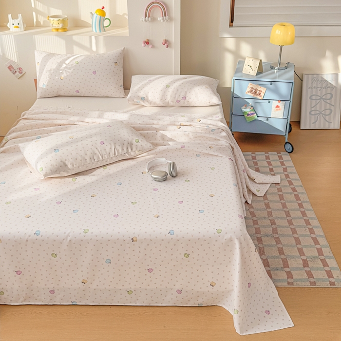 91家纺网 家纺一手货源 找家纺 爱彼家纺 2026新款升级细沙印花老粗布床单单品床单床单单件-细沙系列四 花屿南瓜