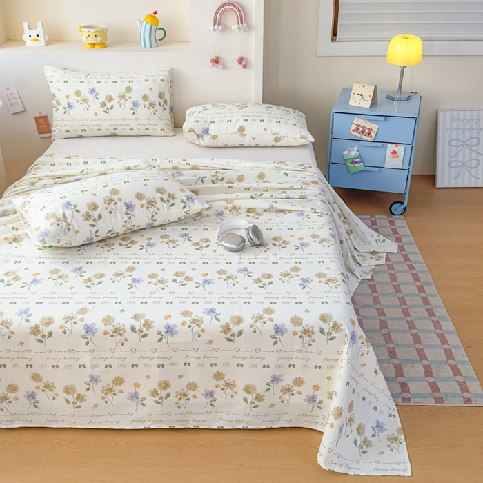 91家纺网 家纺一手货源 找家纺 爱彼家纺 2026新款升级细沙印花老粗布床单单品床单床单单件-细沙系列四 花漾手礼